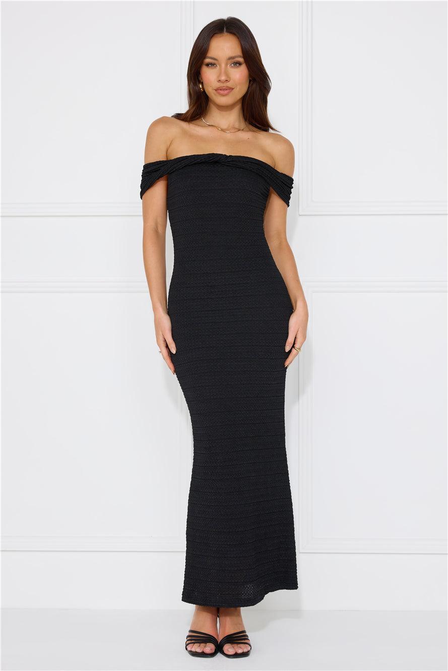 Fashion Fantasy Off Shoulder Maxi Dress Black Product Image