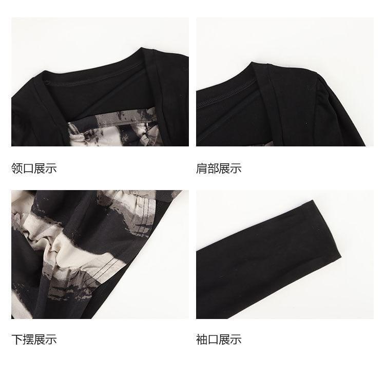 Long-Sleeve Square Neck Tie Dye Crop Top Product Image