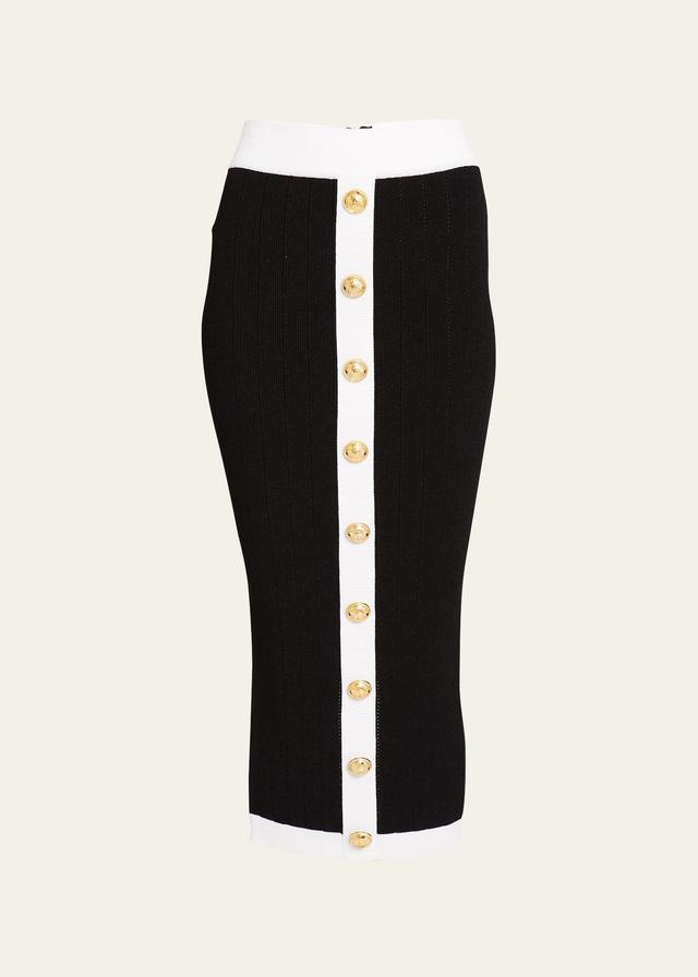 Balmain Button Detai Rib Knit Skirt Product Image