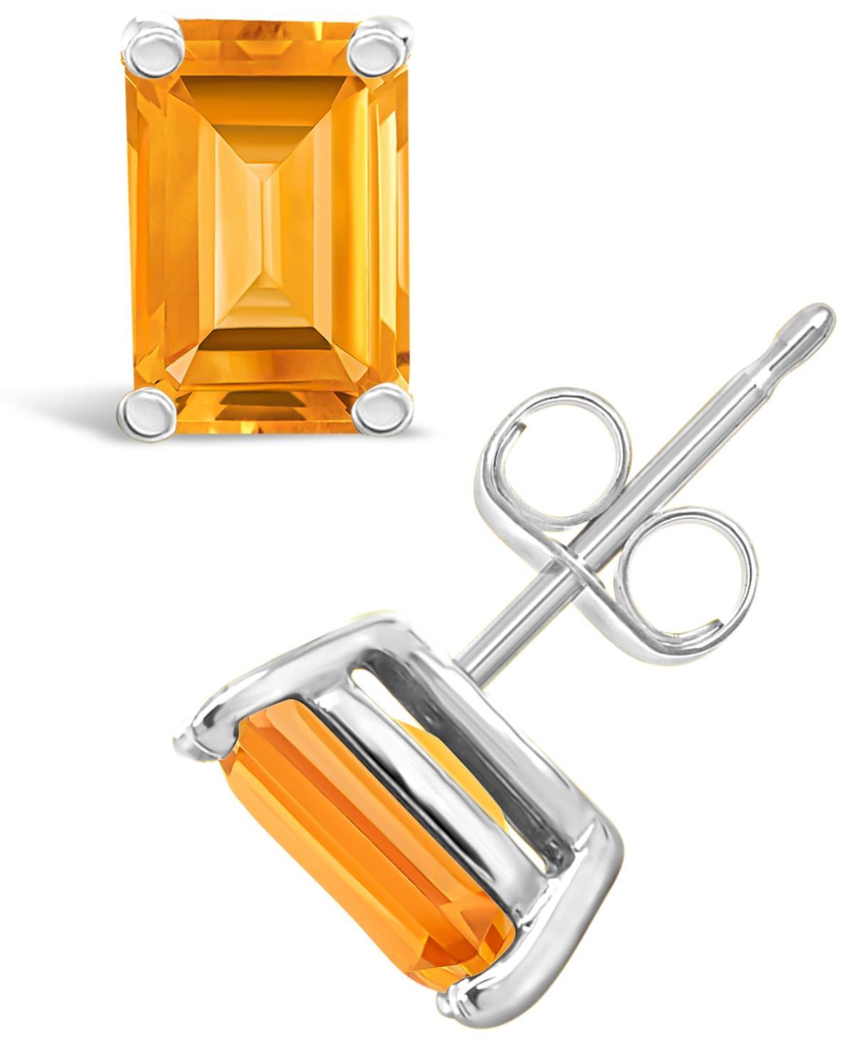 Celebration Gems 14k Gold Emerald Cut Citrine Stud Earrings, Womens, 14k Whgold Product Image