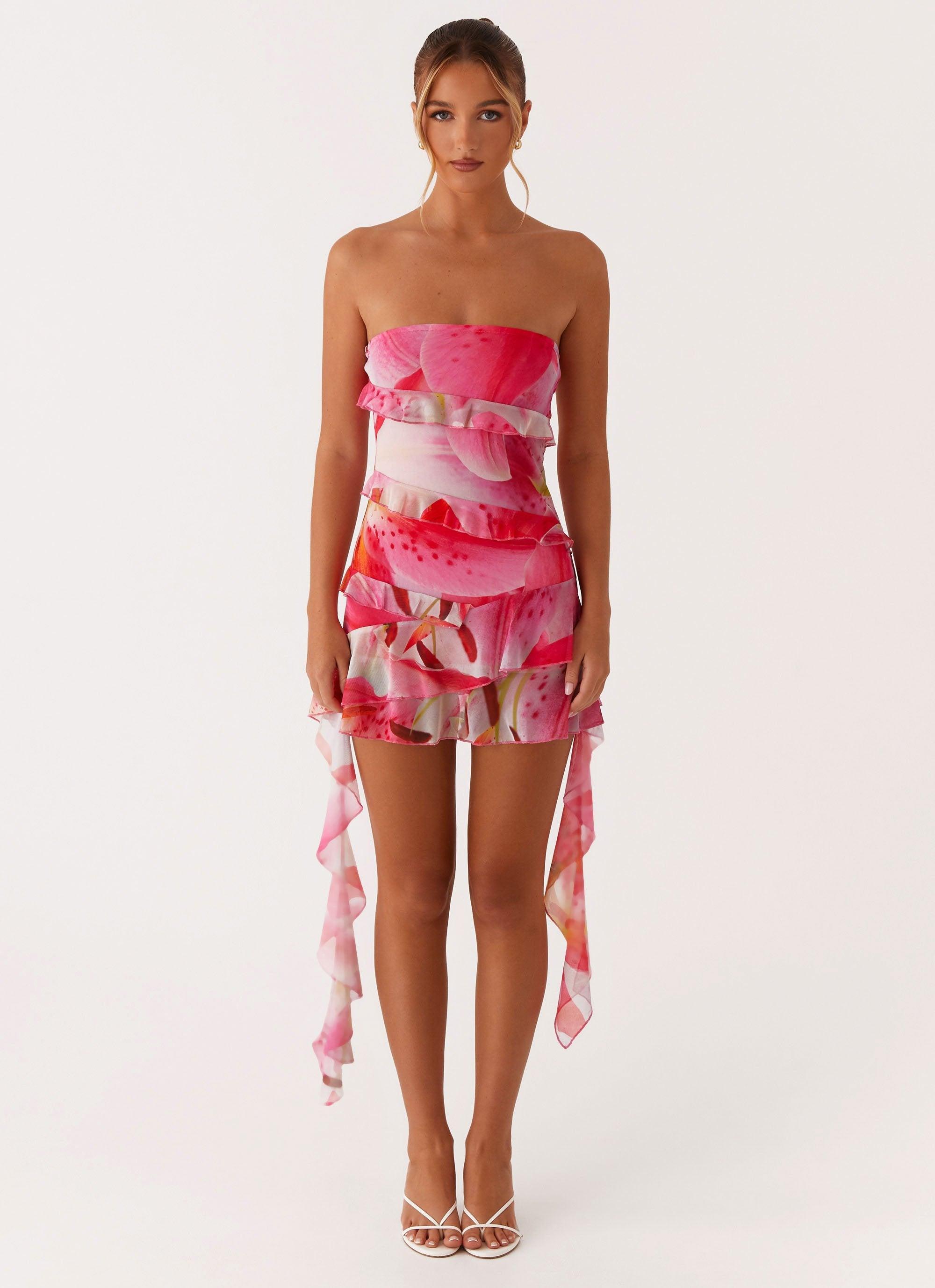 Macey Mini Dress - White Pink Lilly Product Image