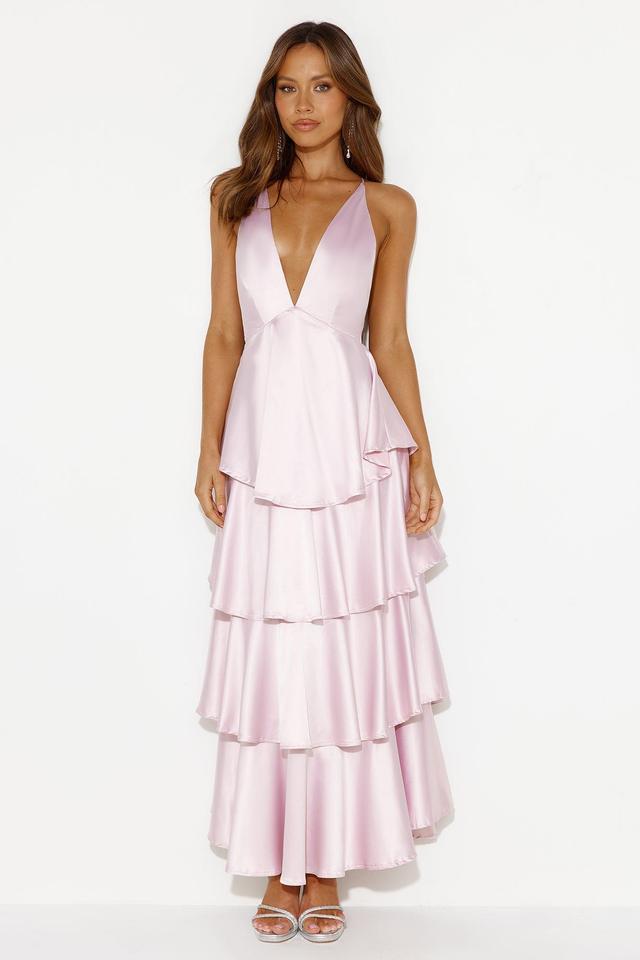 Party Of The Year Satin Maxi Dress Light Pink Product Image