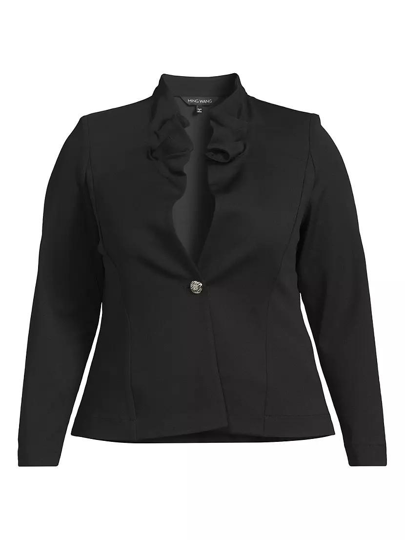 Stretch Crepe Ruffled Jacket Product Image