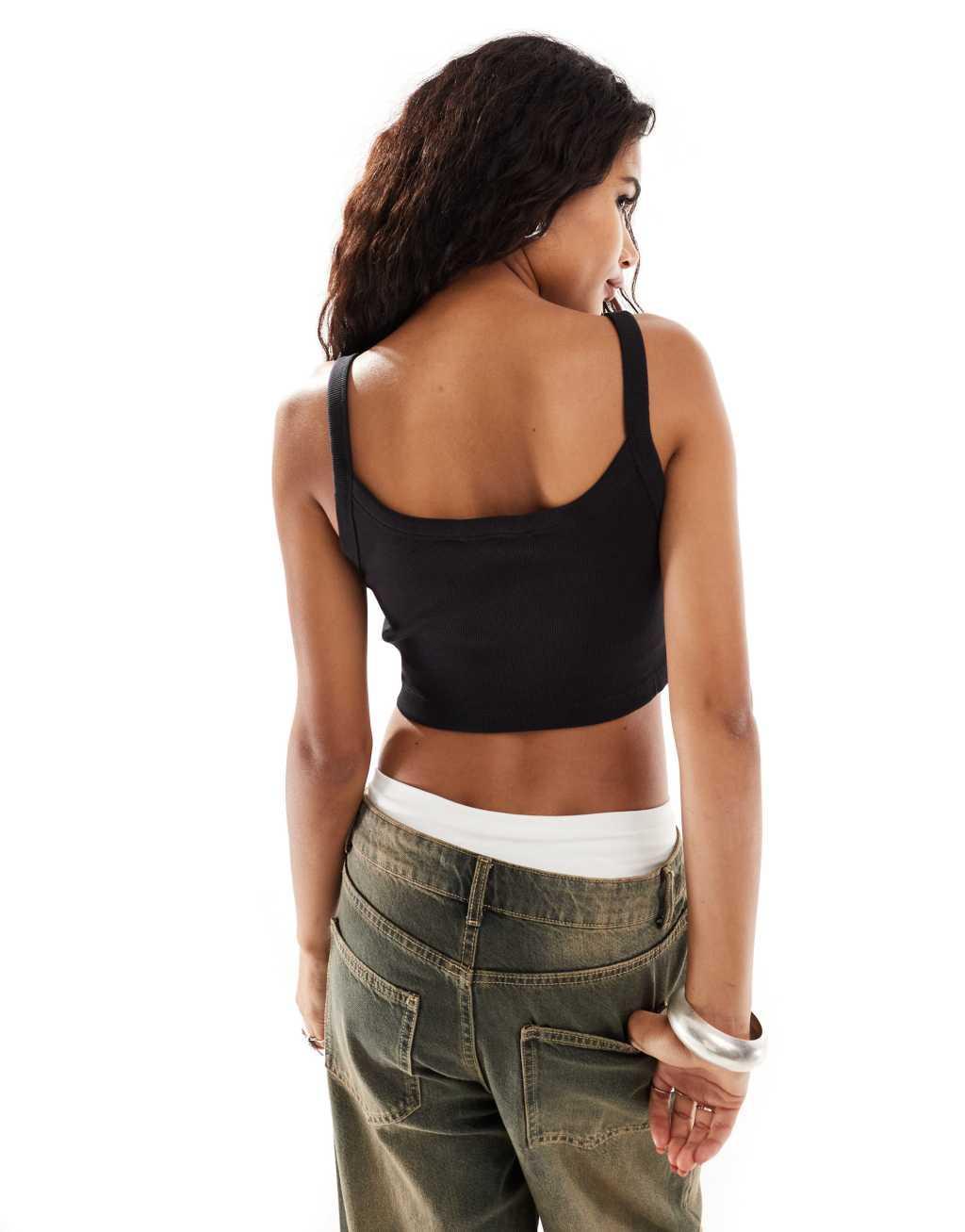 Calvin Klein Jeans ribbed bralet top in black Product Image