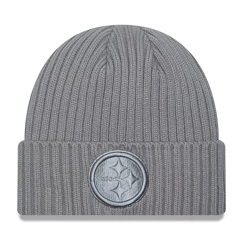 Mens New Era Gray Pittsburgh Steelers Color Pack Cuffed Knit Hat Product Image