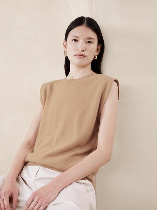 Franci Cashmere Padded-Shoulder Top Product Image