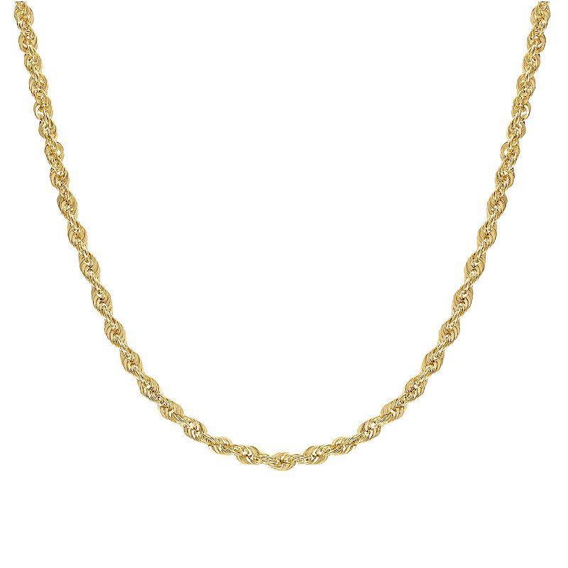 Jordan Blue 14k Gold 3.1 mm Rope Chain Necklace, Womens Yellow Product Image