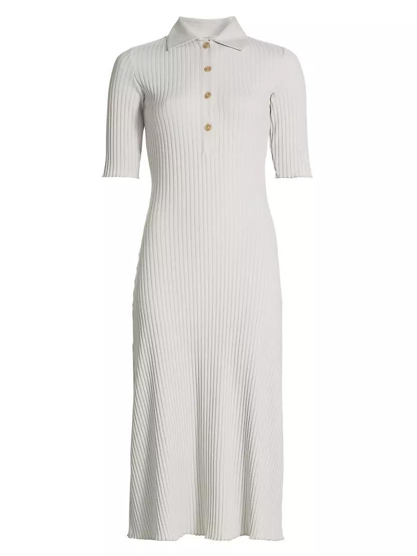 Rib-Knit Polo Midi-Dress product image