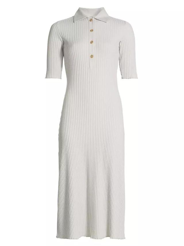 Rib-Knit Polo Midi-Dress Product Image