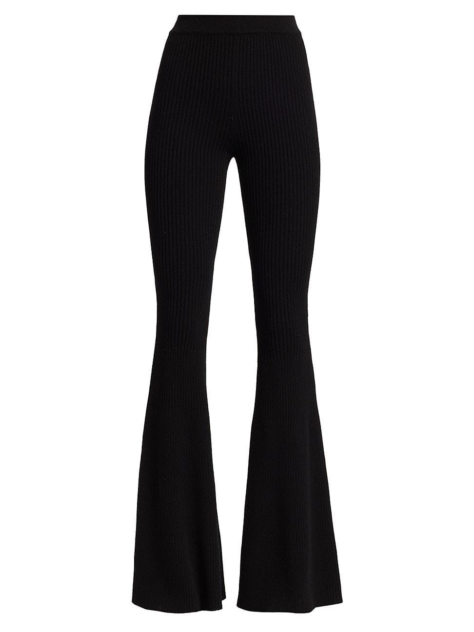 Womens Rib-Knit Cashmere Flare Pants Product Image