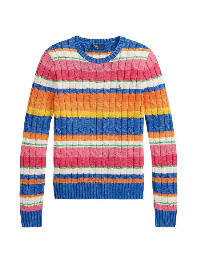 Womens Striped Cotton Cable-Knit Sweater Product Image