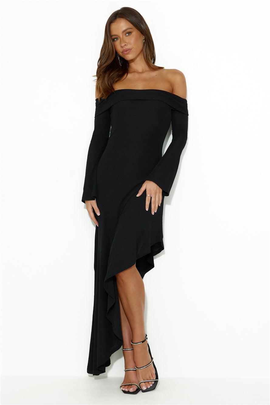 She's All Class Off Shoulder Maxi Dress Black Product Image