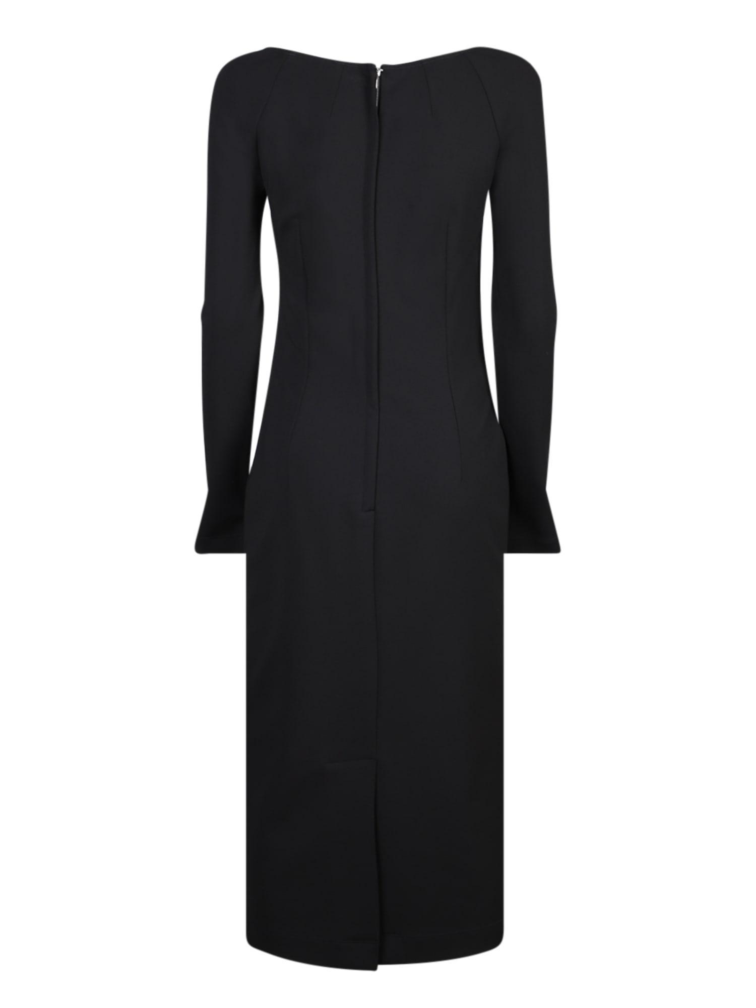 DOLCE & GABBANA Square-neck Long-sleeve Milano Jersey Midi Dress In Black Product Image