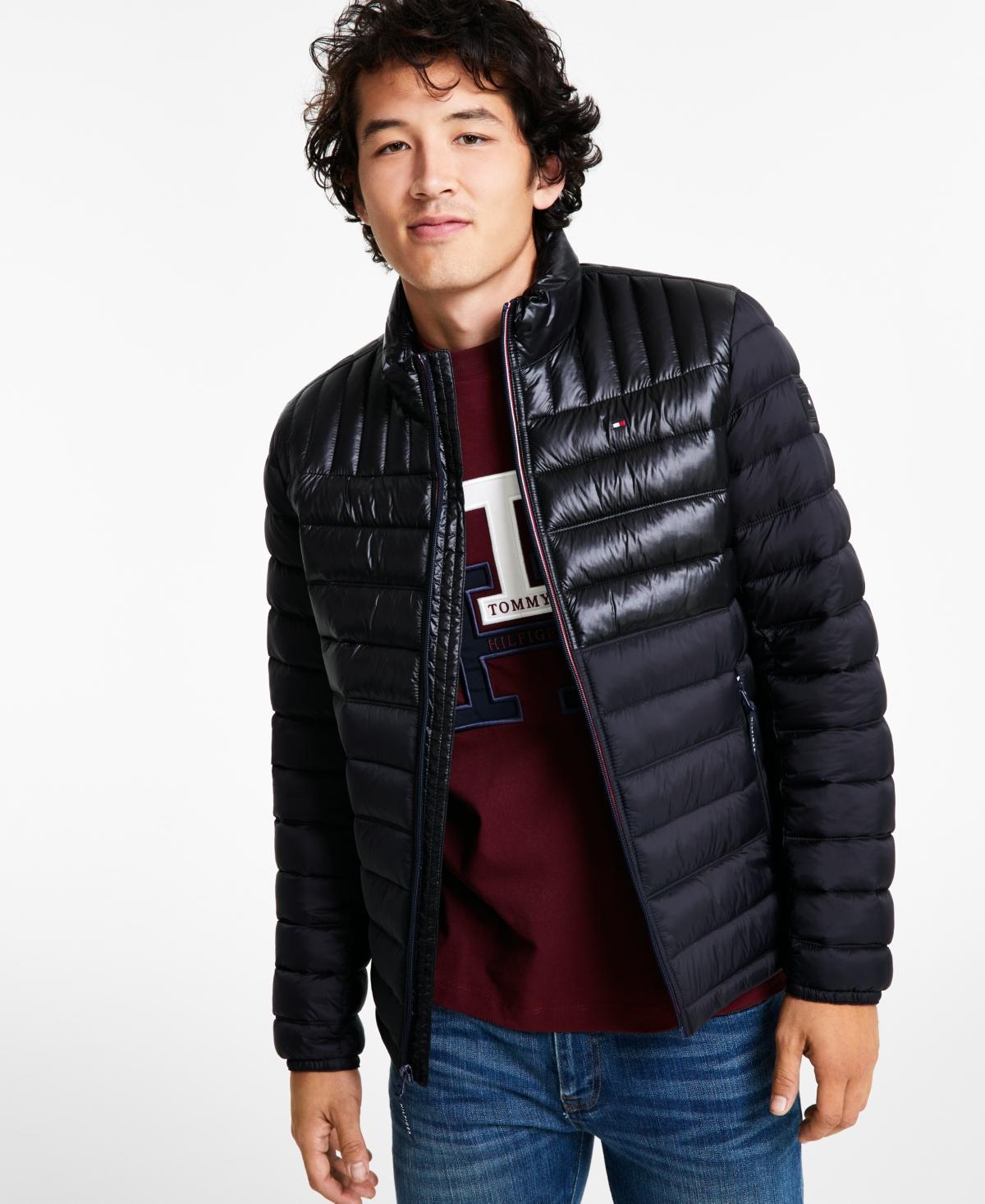 Big & Tall Tommy Hilfiger Stand Collar Packable Puffer Jacket, Mens Black Product Image