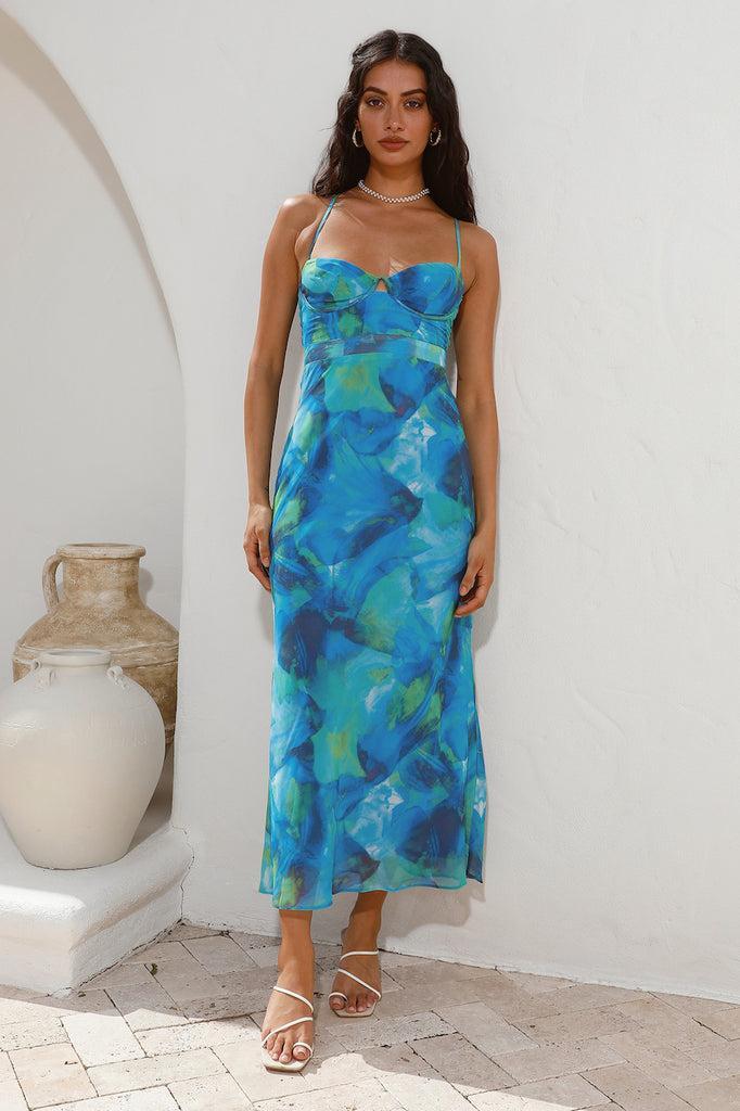 Diving Into The Ocean Midi Dress Blue Product Image