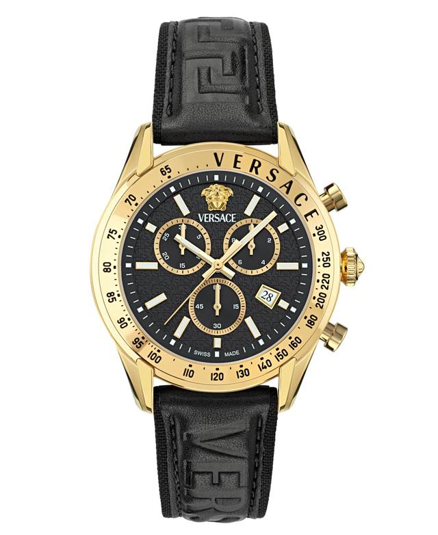 Mens Chrono Master IP Yellow Gold Leather-Strap Watch, 44mm Product Image