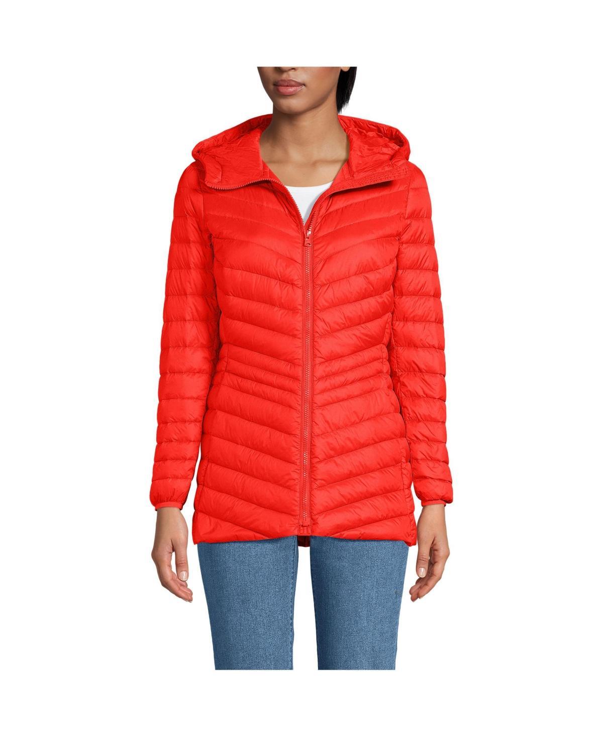 Womens Lands End Hooded Down Wanderweight Ultralight Packable Jacket Product Image