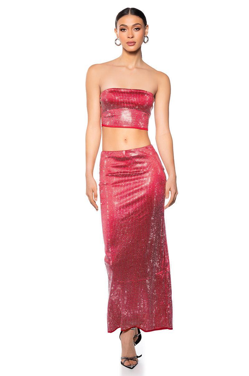 DECISION MAKER RHINESTONE TUBE TOP IN RED Product Image