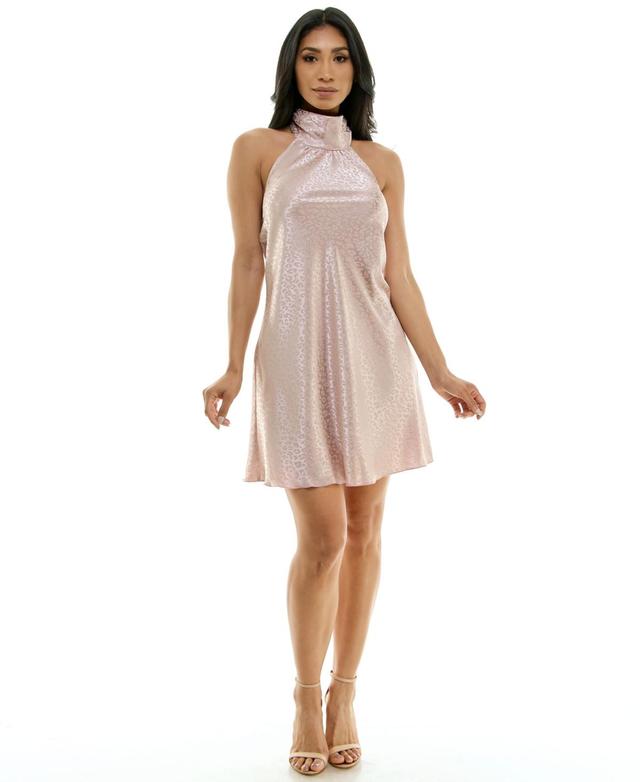 Women's Satin Jacquard Halter Mini Dress Product Image