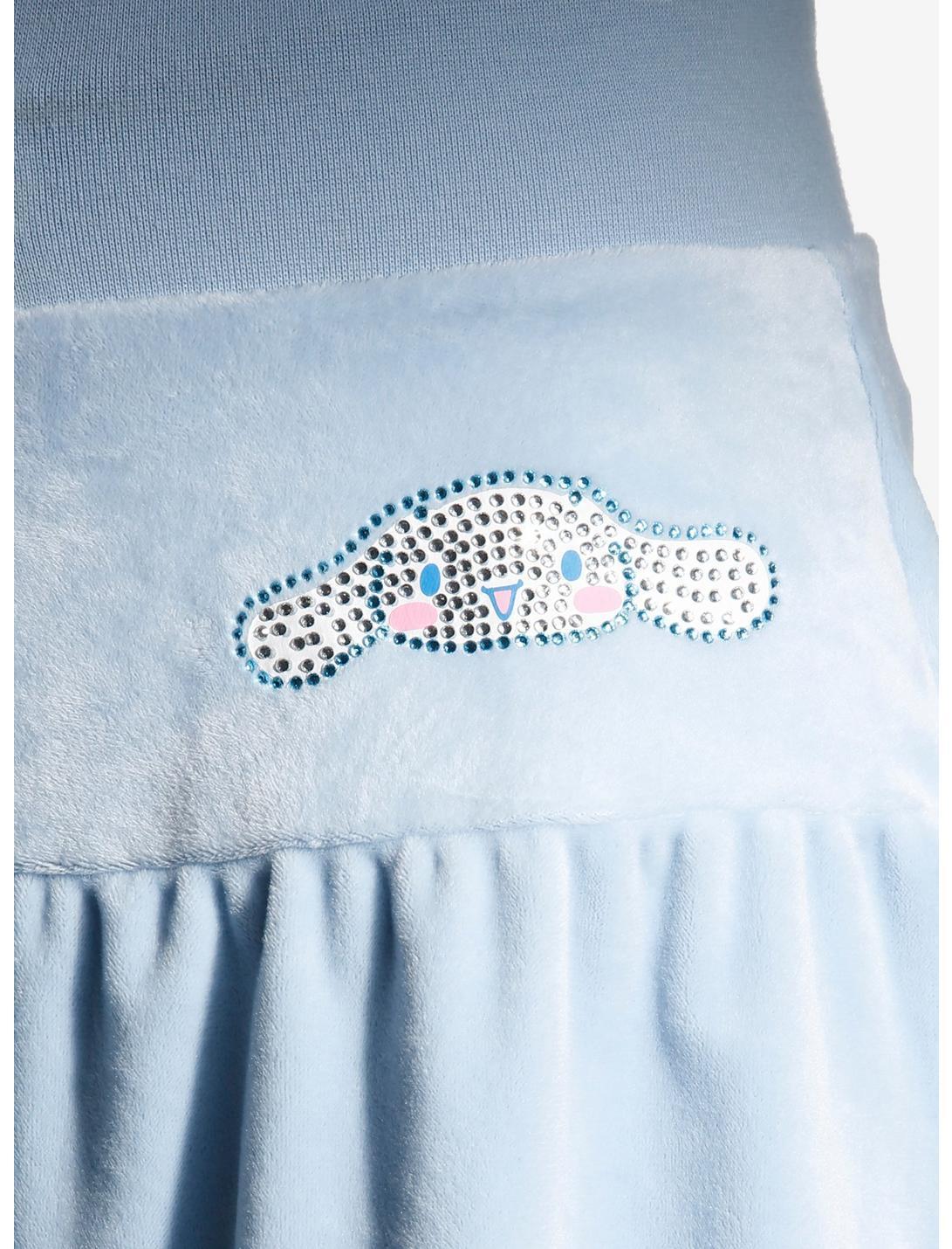 Cinnamoroll Rhinestone Pastel Blue Velour Skirt Product Image