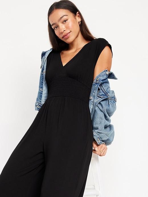 Waist-Defined Shirred Jumpsuit Product Image