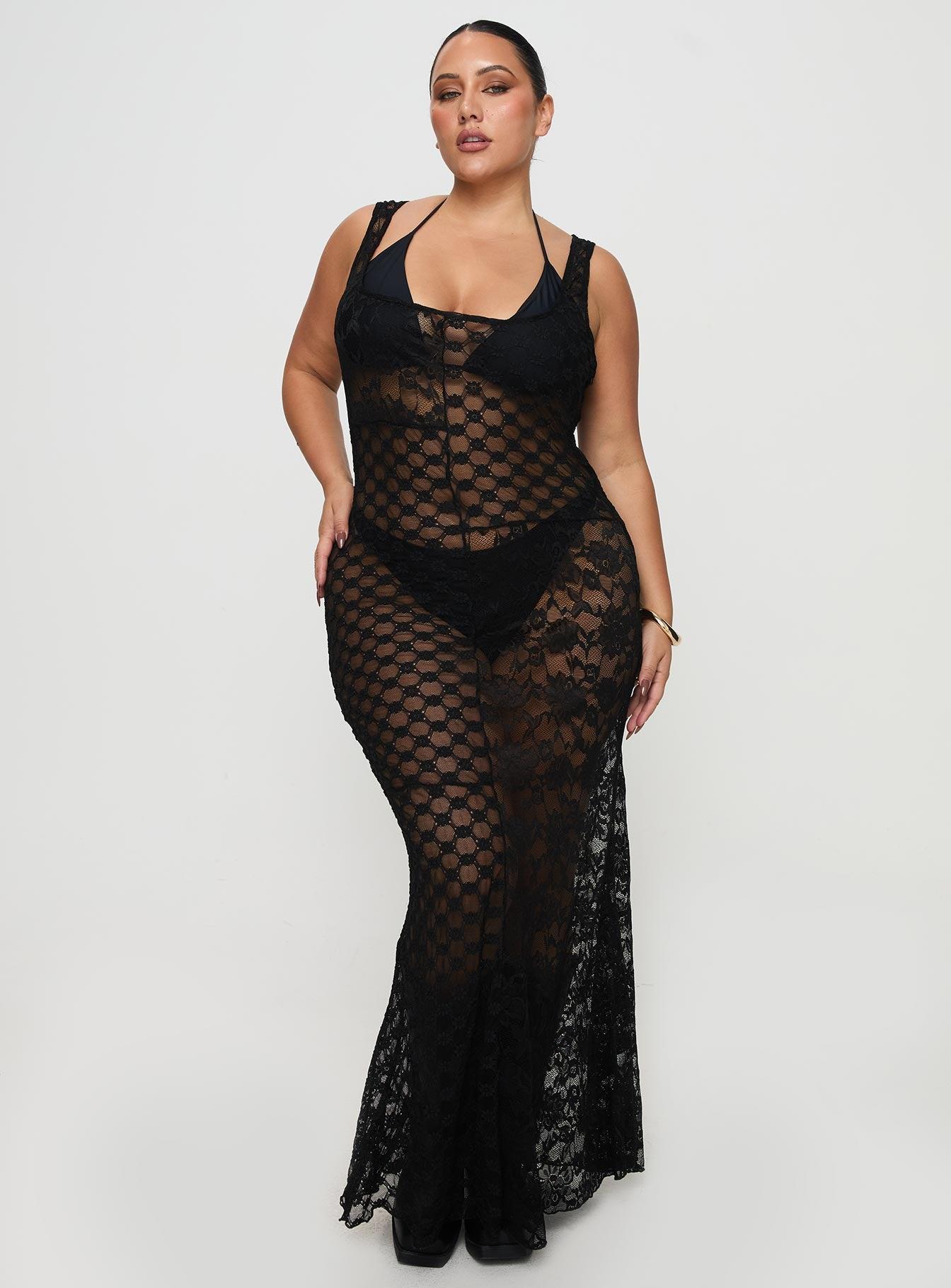 Zhara Lace Dress Black Curve Product Image