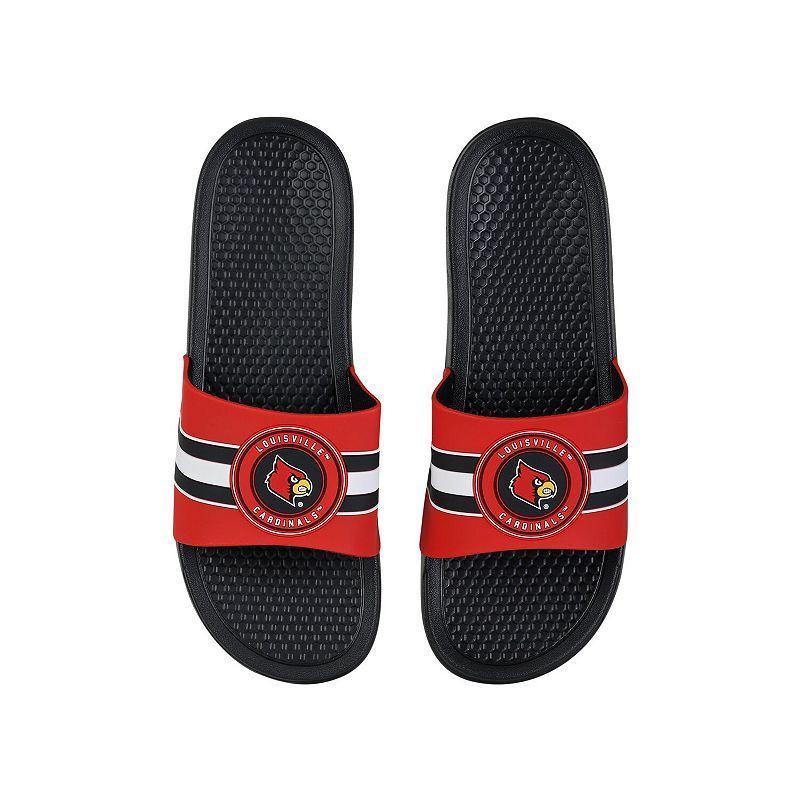 FOCO Louisville Cardinals Stripe Raised Slide Sandals, Mens Product Image