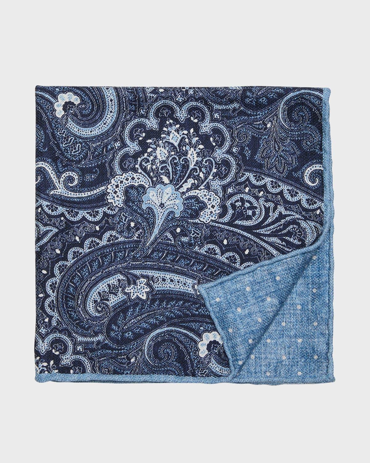 Mens Paisley-Print Silk Pocket Square Product Image