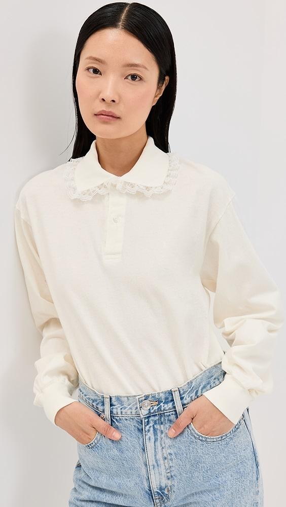 Tanner Fletcher Cletus Lace Trim Long Sleeve Polo | Shopbop Product Image