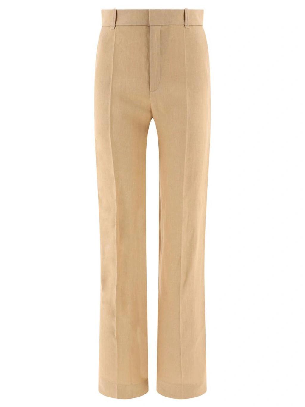 High-waist Tailored Trousers In Beige Product Image