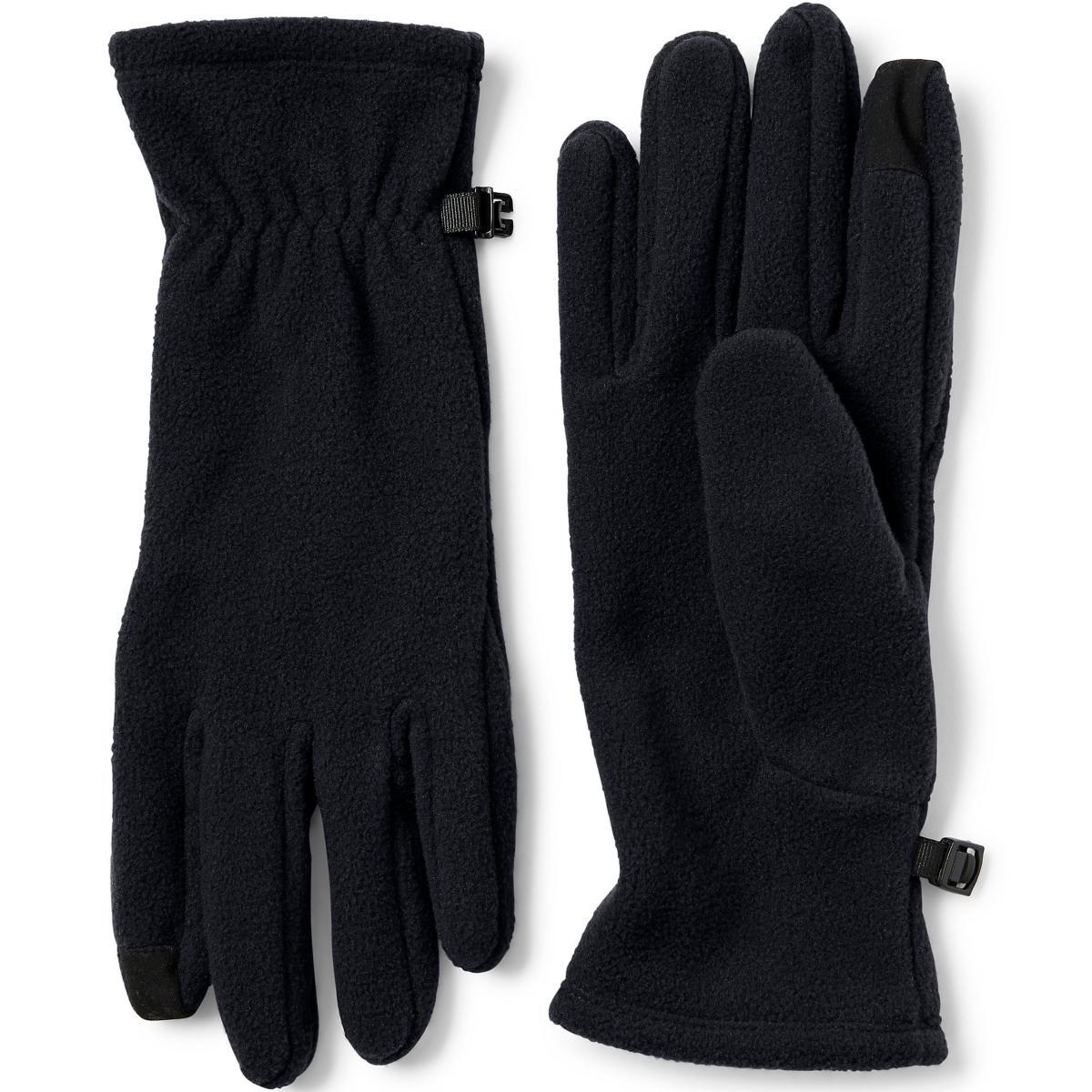 Mens Lands End T100 Fleece EZ Touch Gloves Dark Grey Heather Product Image