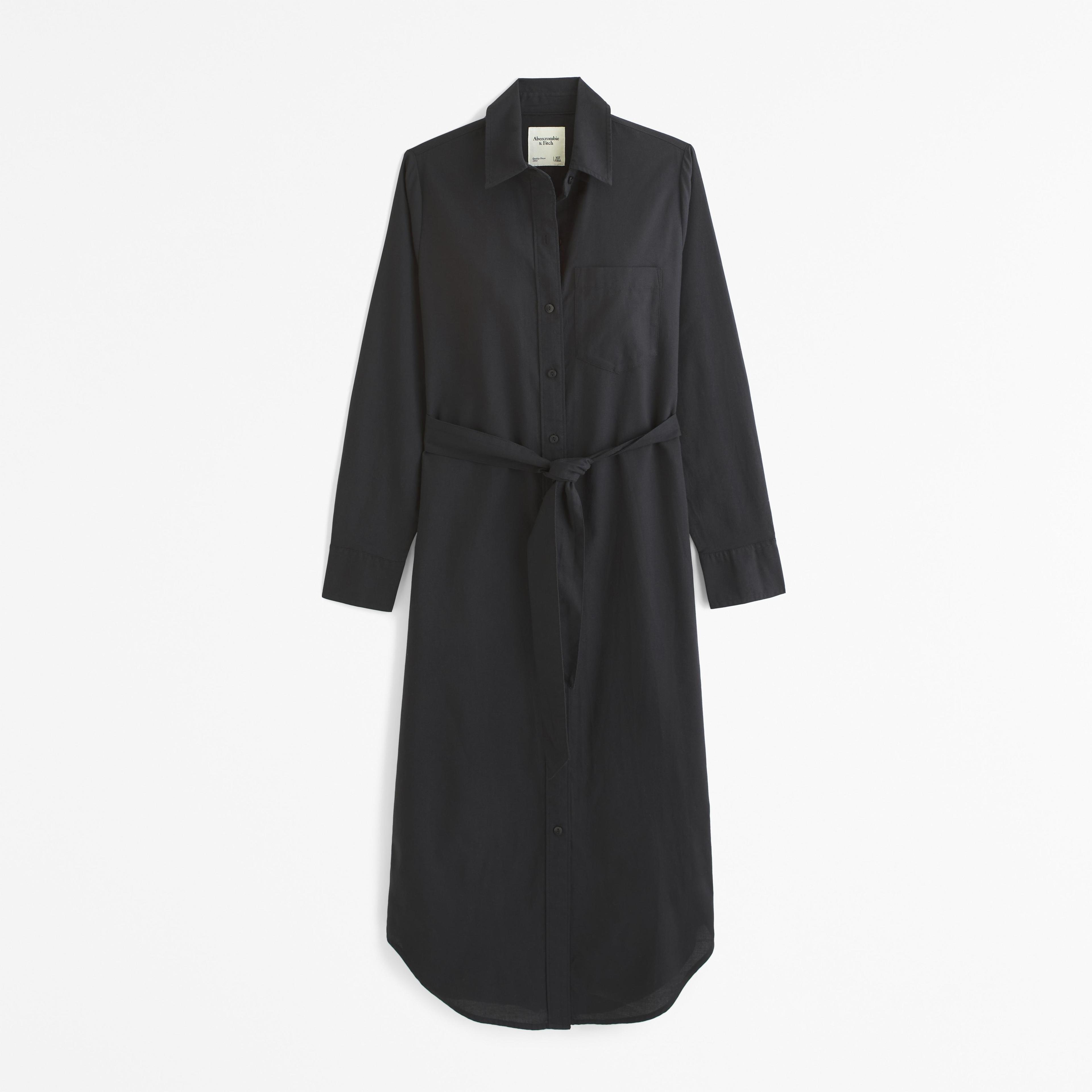 Long-Sleeve Belted Shirt Dress Product Image