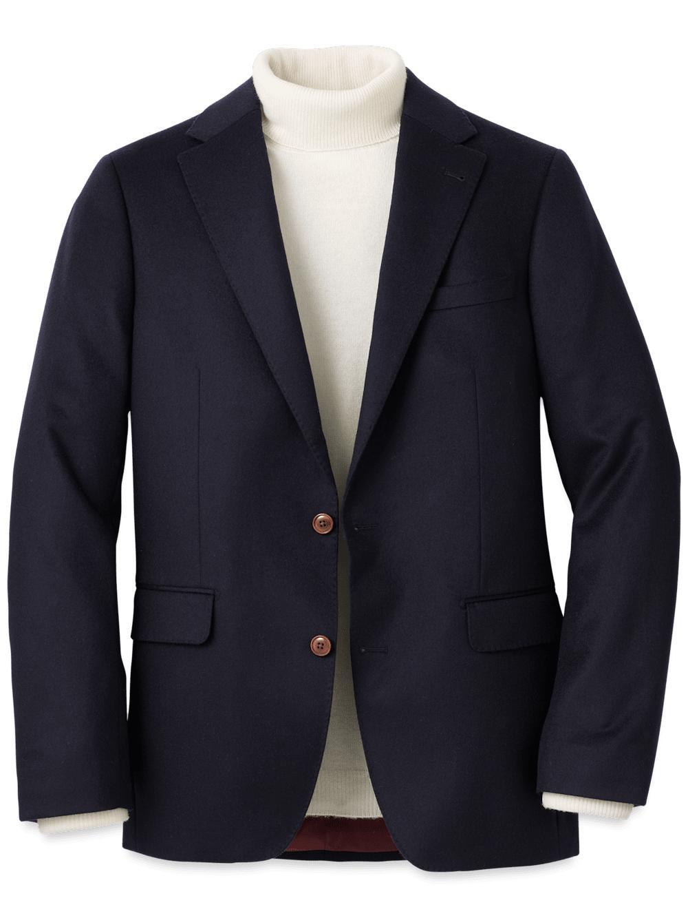 Cashmere Single Breasted Notch Lapel Sport Coat - Navy Product Image