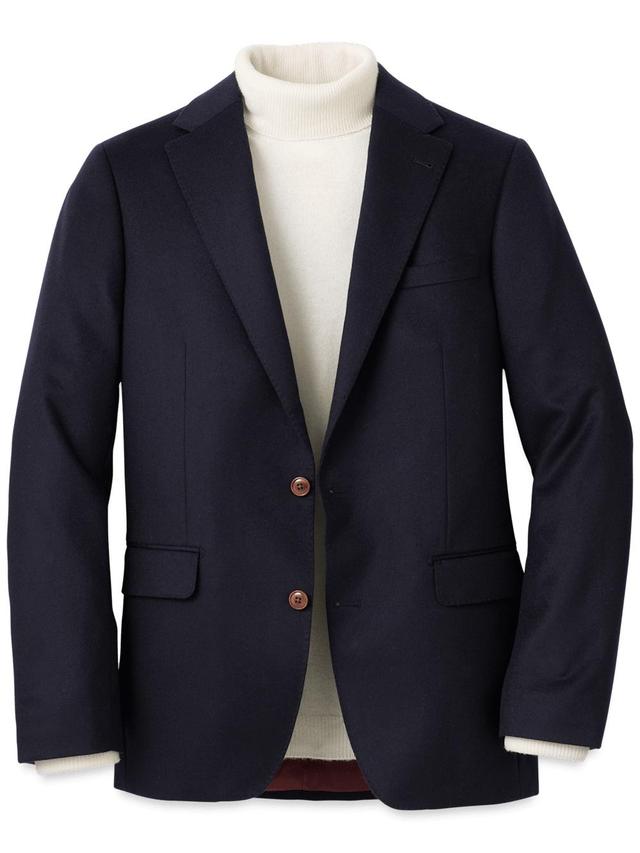 Cashmere Single Breasted Notch Lapel Sport Coat - Navy Product Image