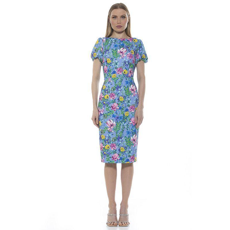 Womens ALEXIA ADMOR Odette Midi Sheath Dress Green Floral Product Image