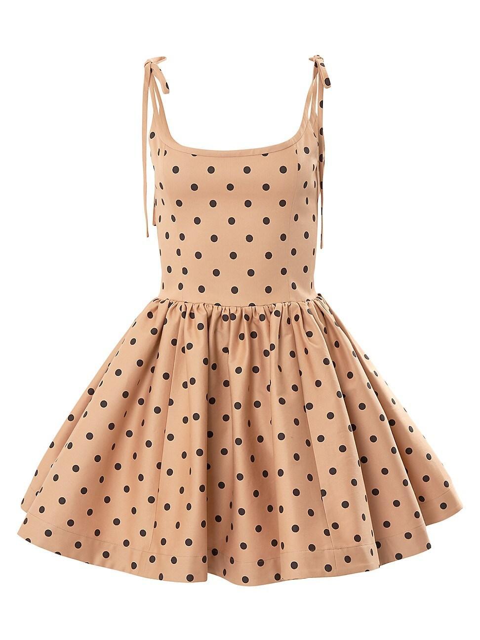 Polka-Dot Tie-Strap Fit-&-Flare Mini Dress Product Image