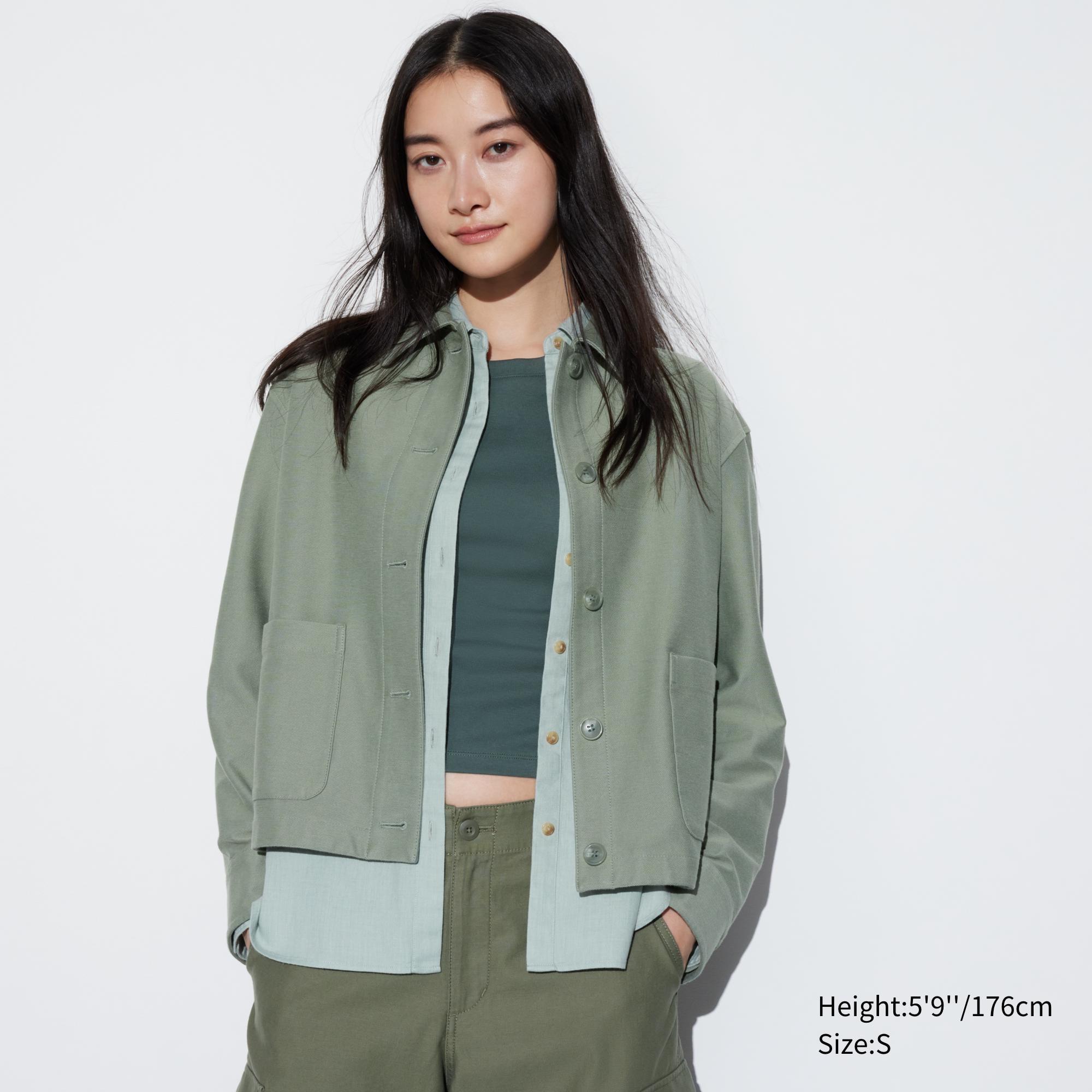 Womens Jersey Relaxed Jacket Green Small UNIQLO US Product Image