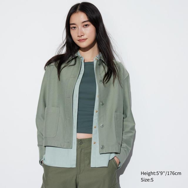 Womens Jersey Relaxed Jacket Green XS UNIQLO US Product Image