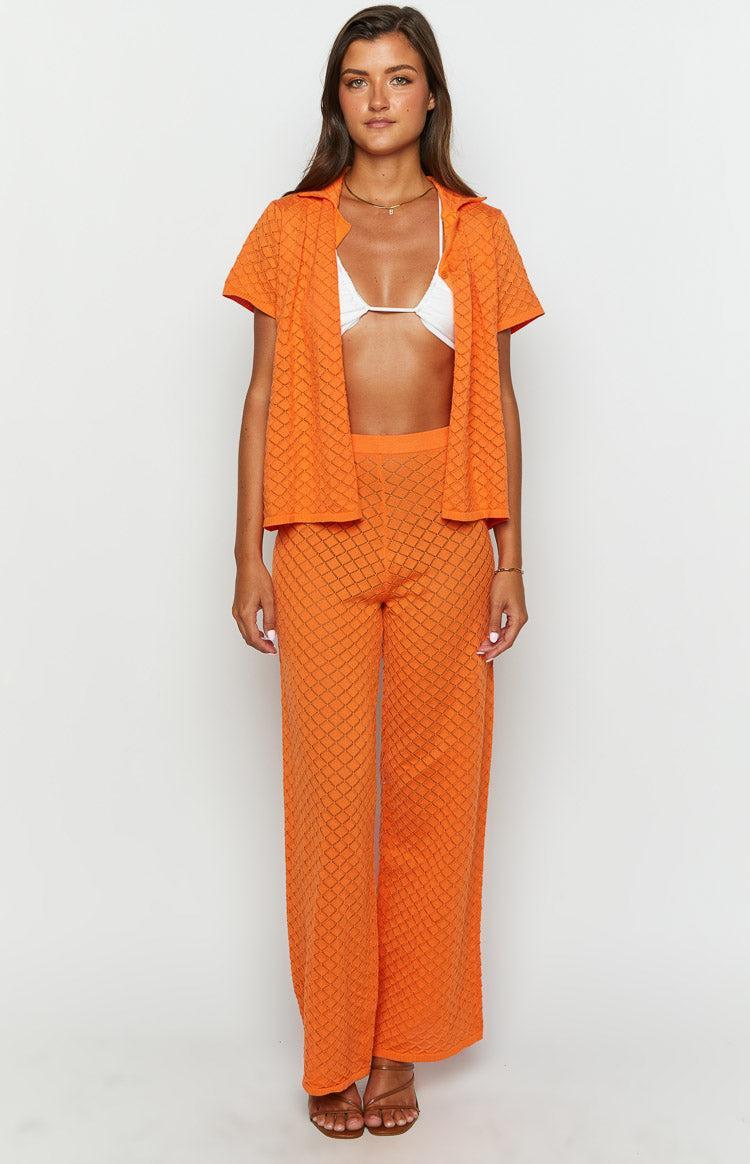 Zaida Orange Knit Pants Product Image