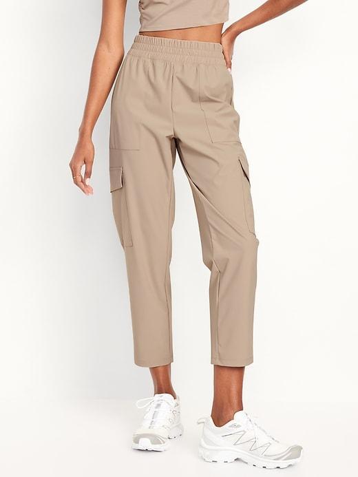 High-Waisted SleekTech Cargo Ankle Pants Product Image