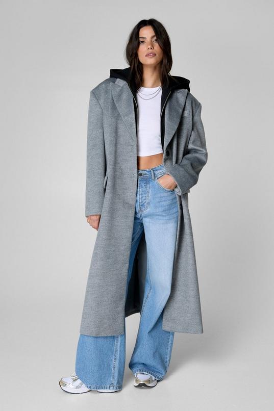 Wool Blend Hooded Insert Boyfriend Coat product image