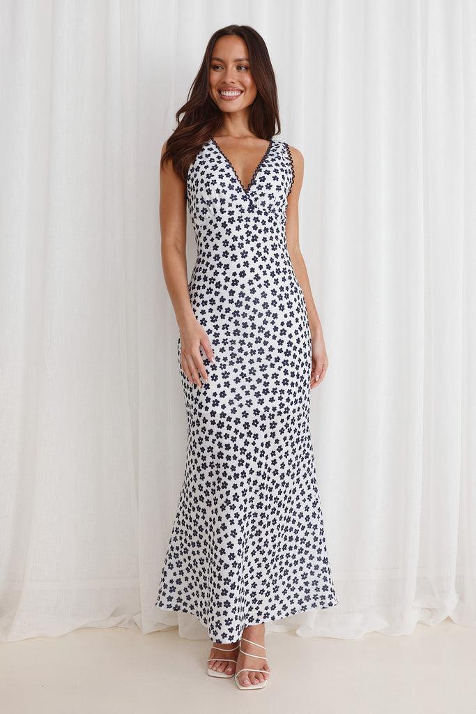 Picked Flowers Maxi Dress White Product Image