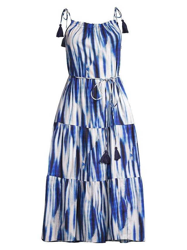 Womens Marja Tie-Dye Cotton Tie-Waist Midi-Dress Product Image