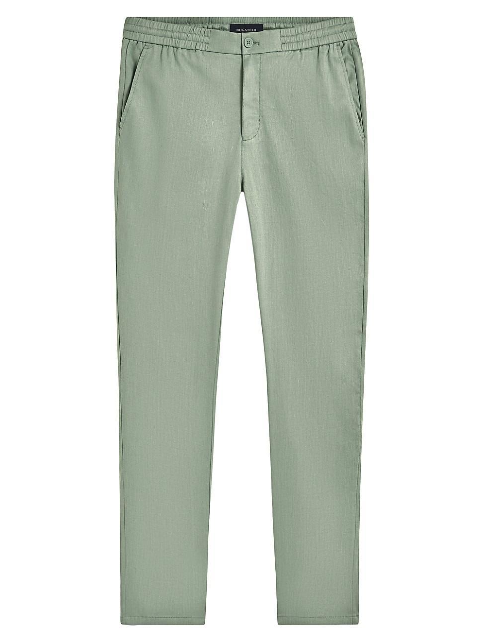 Mens Linen & Cotton Elasticized Straight-Leg Pants Product Image