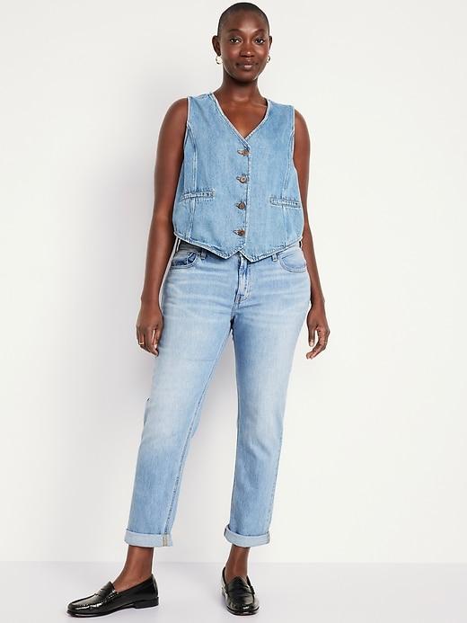 Mid-Rise Wow Boyfriend Straight Jeans Product Image