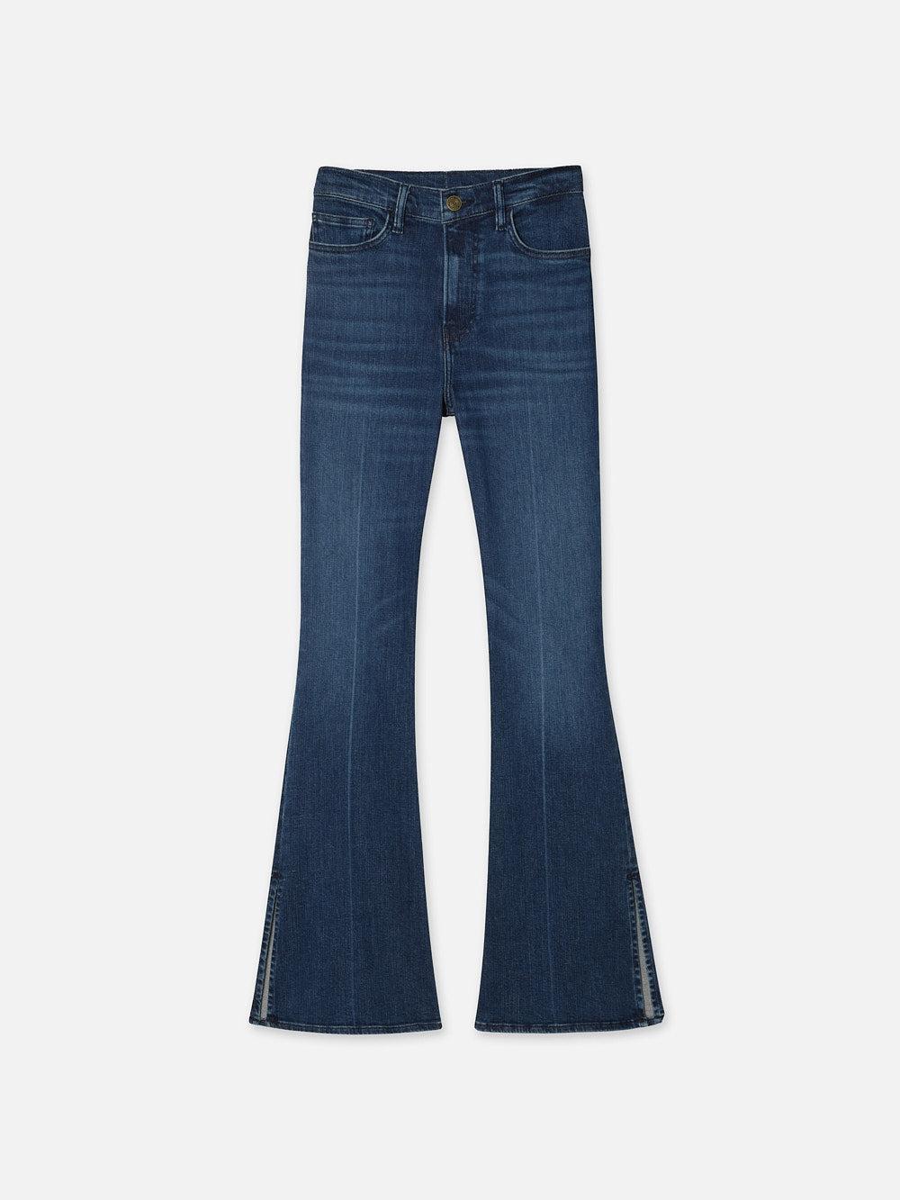 FRAME Le Easy Flare Side Slit Jeans In Blue Product Image