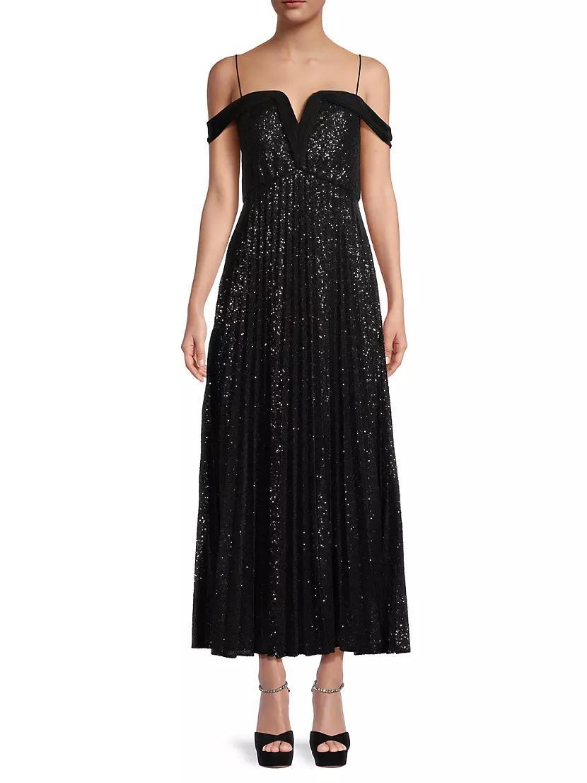 Blake Pleated Sequin Dress Product Image