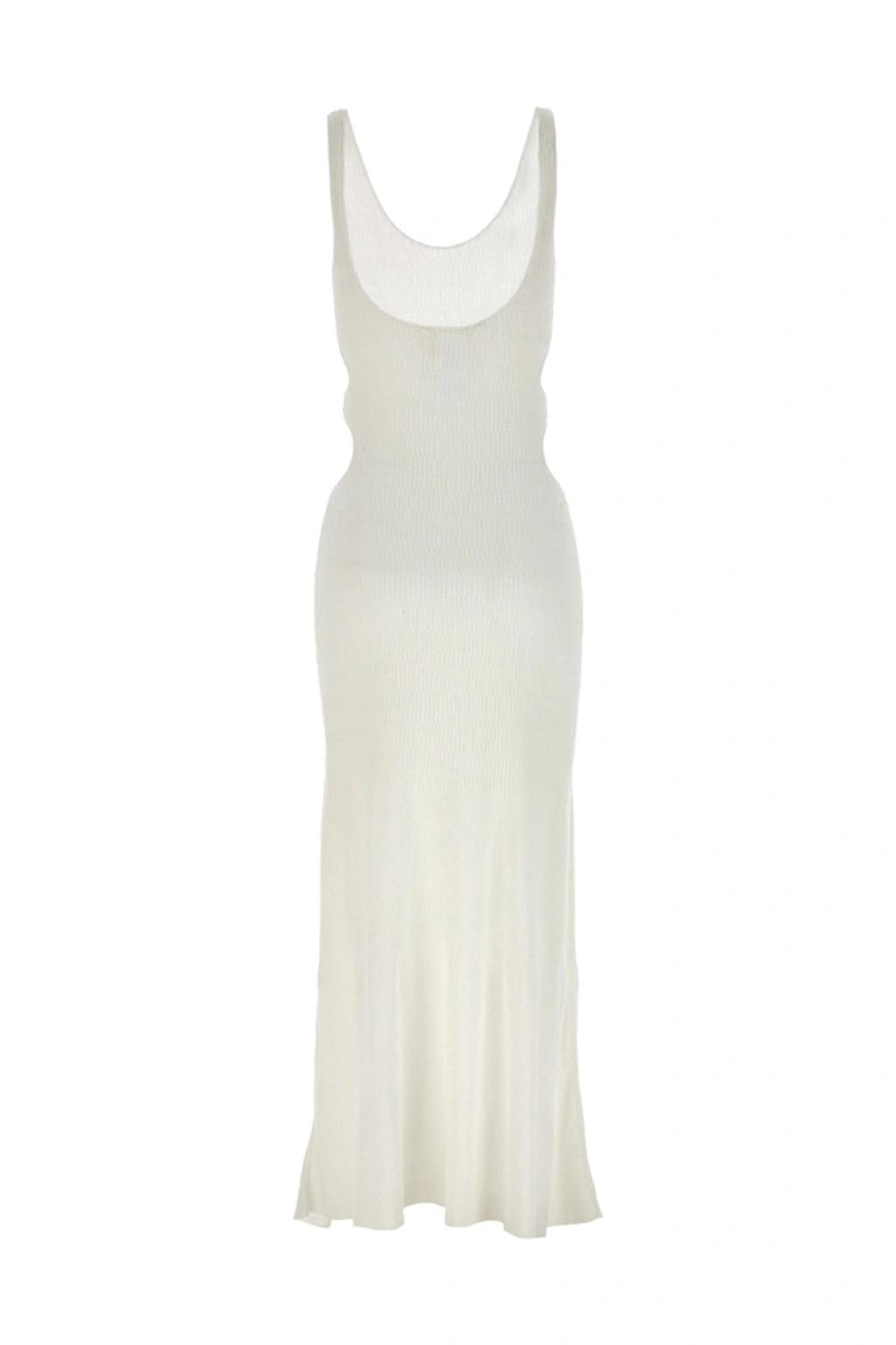 Cutout Crinkled Silk-blend Maxi Dress In White Product Image