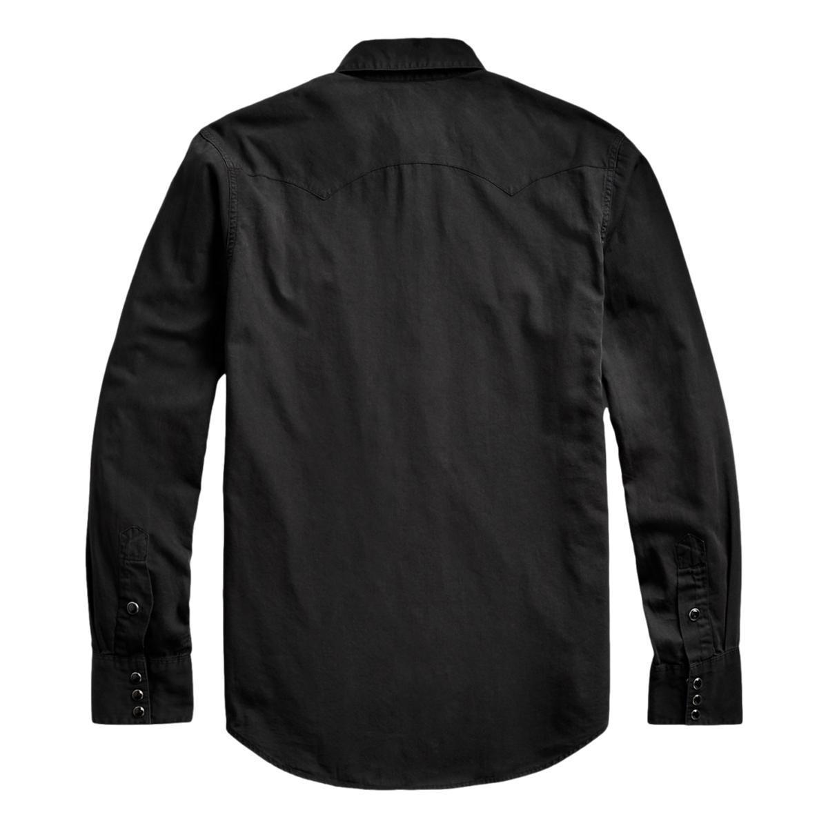 Slim Fit Twill Western Shirt Polo Black Product Image