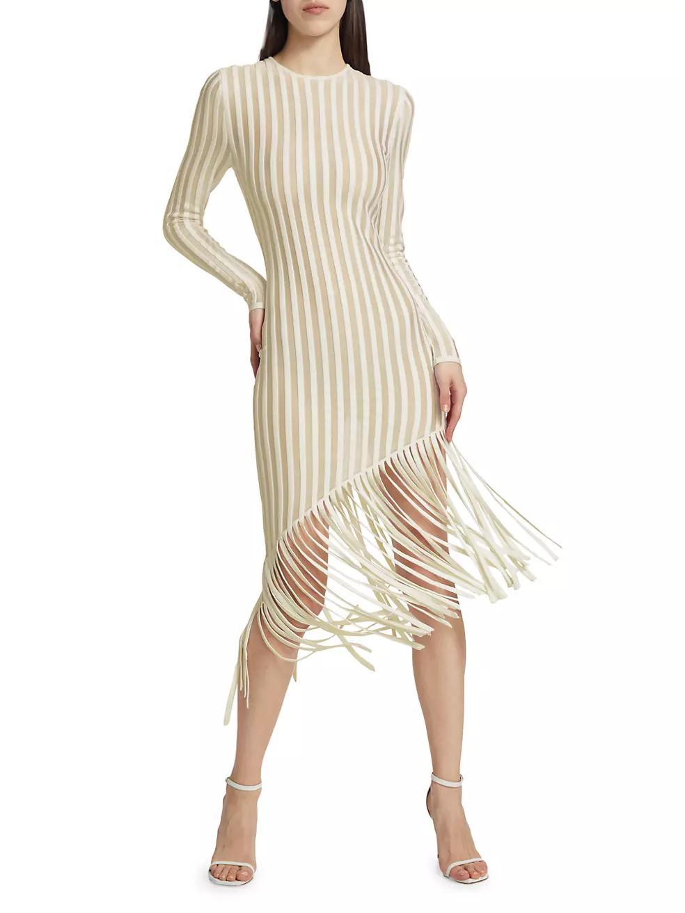 Galya Asymmetric Fringed Midi-Dress Product Image